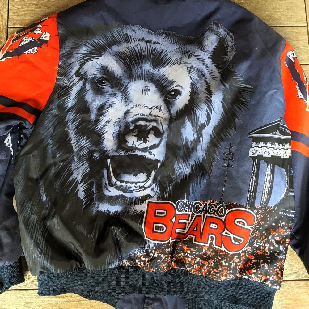 VNTG 90s CHALK LINE NFL FANIMATION Chicago Bears Football All Over Print Jacket